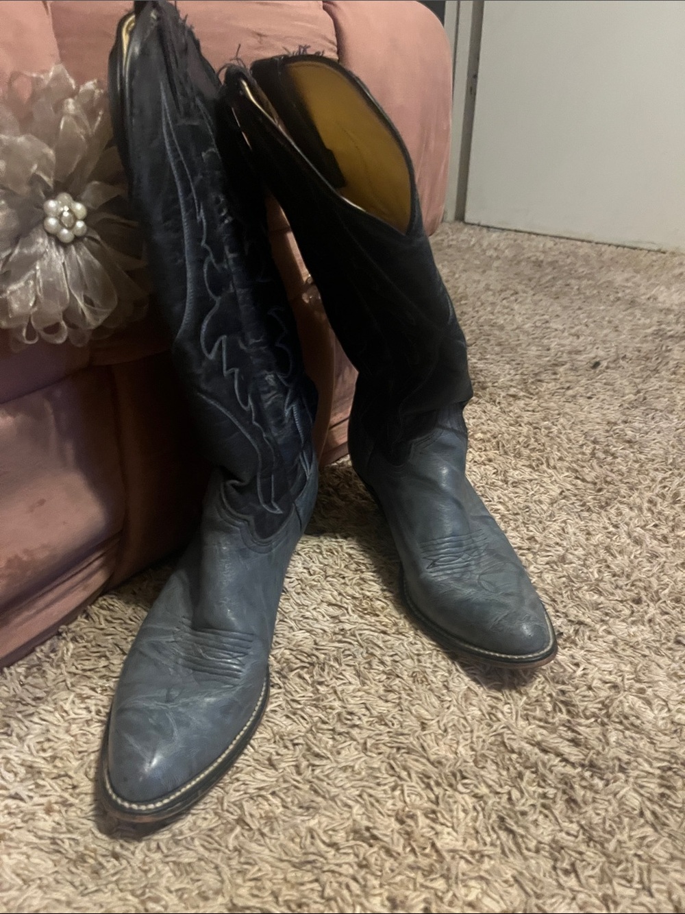 Women's Black Leather Western Cowboy Boots